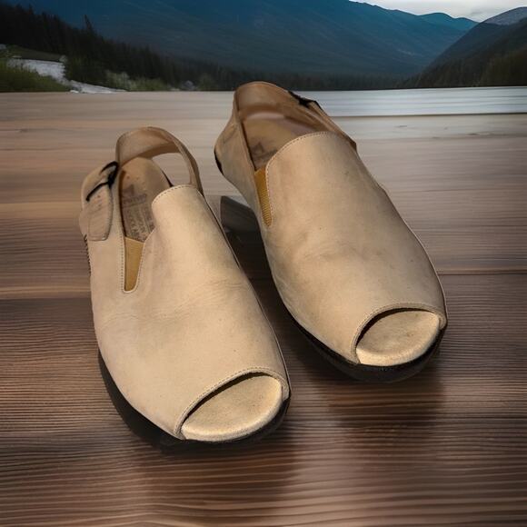 Mephisto Nonny Sand Beige Slingback Nubuck Open Toe Sandals EU 39 US 9 - Picture 1 of 8